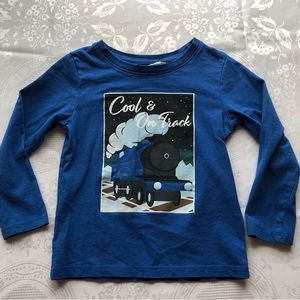 H&M Blue Long Sleeves Shirt Boys Size 3/4T Cool And On Track Graphics Tee